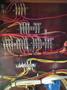 Marine electrical terminal blocks and wiring